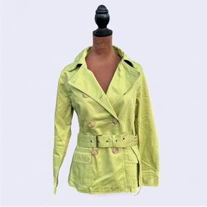 Old Navy Chartreuse Green Double Breasted Peacoat with Belt - Size Medium